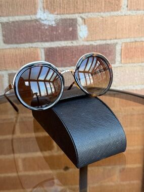 Prada Round Sunglasses with Brown Lenses/Vintage Style, Retro Design